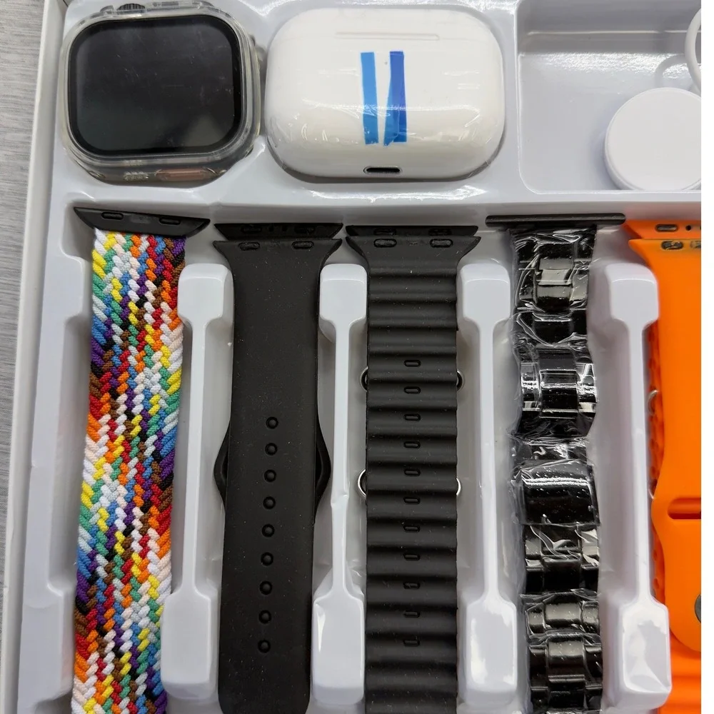Hiwatch Pro i20 Ultra 3 Max Suit Smartwatch Bundle 49mm 7 Bands Earphones 10-in1